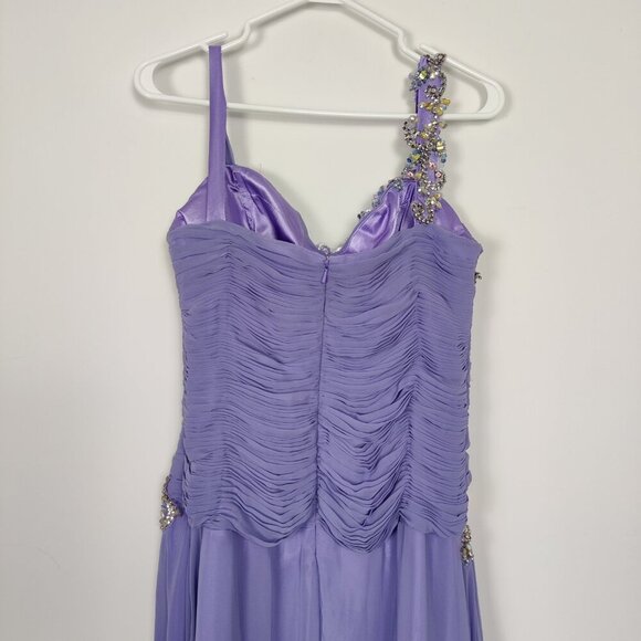 Coya Collection Women's Dress Size 8/10 Purple Handbeaded Ruched Prom Bridesmaid - Picture 5 of 9